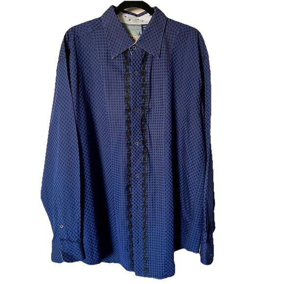 Robert Graham Blue & Black Check Button-Down Shirt Men’s 2XLB Flip Cuff Designer - Picture 16 of 16